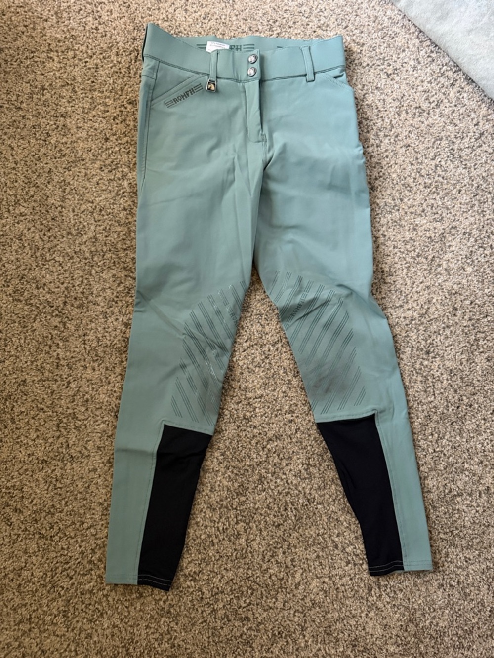 Romfh Sage Green Sarafina Euro Grip Silicone Knee Patch Breeches